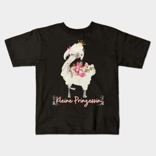 Alpaka Kleine Prinzessin Blumen Süß.png Kids T-Shirt